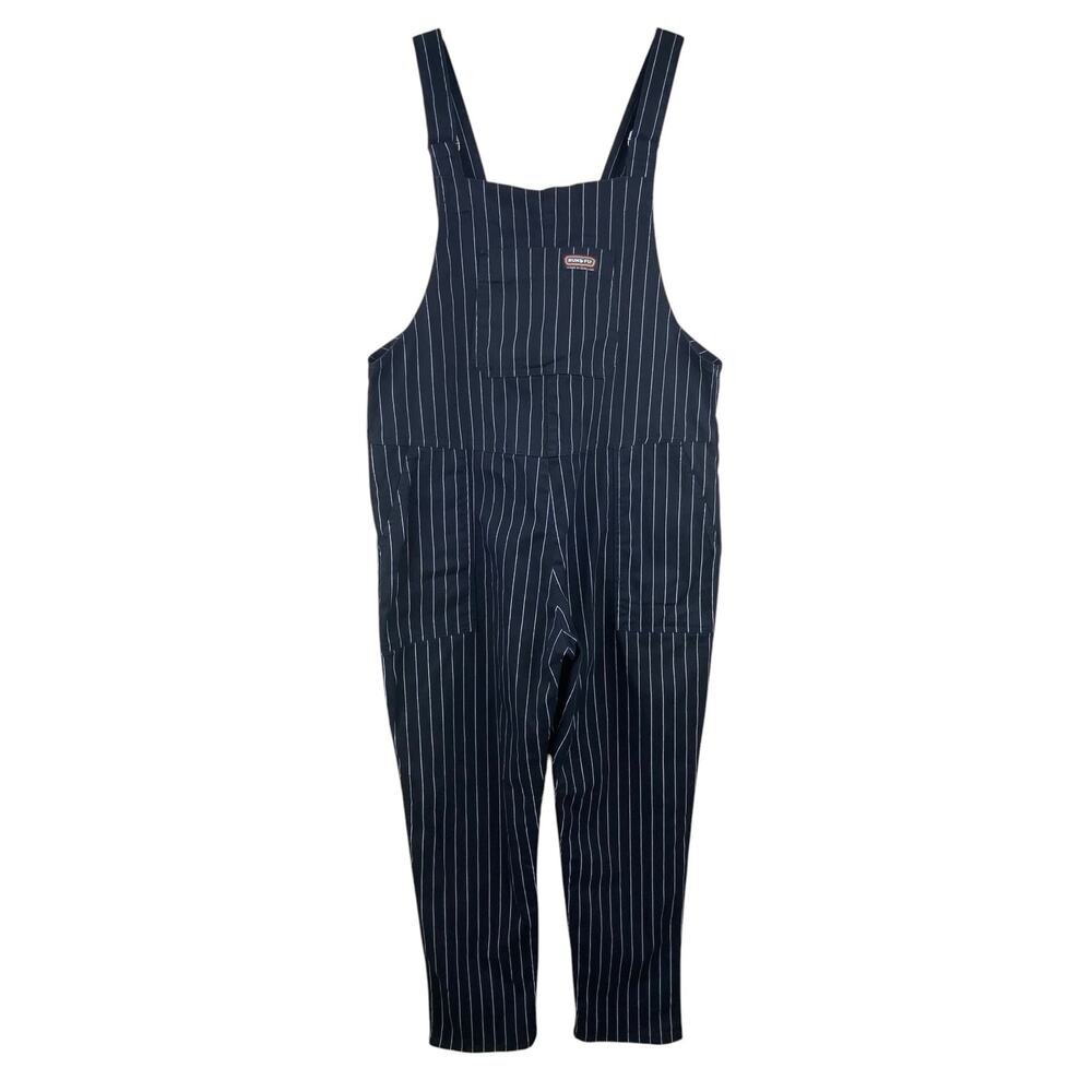 Run & Fly Pinstripe Overalls Dungarees Size L 12/14 Black Pinstripe
